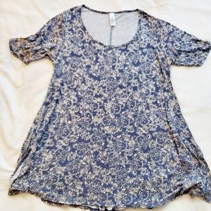 LuLaRoe Perfect Tee - Blue/Cream Paisley - Sz XS